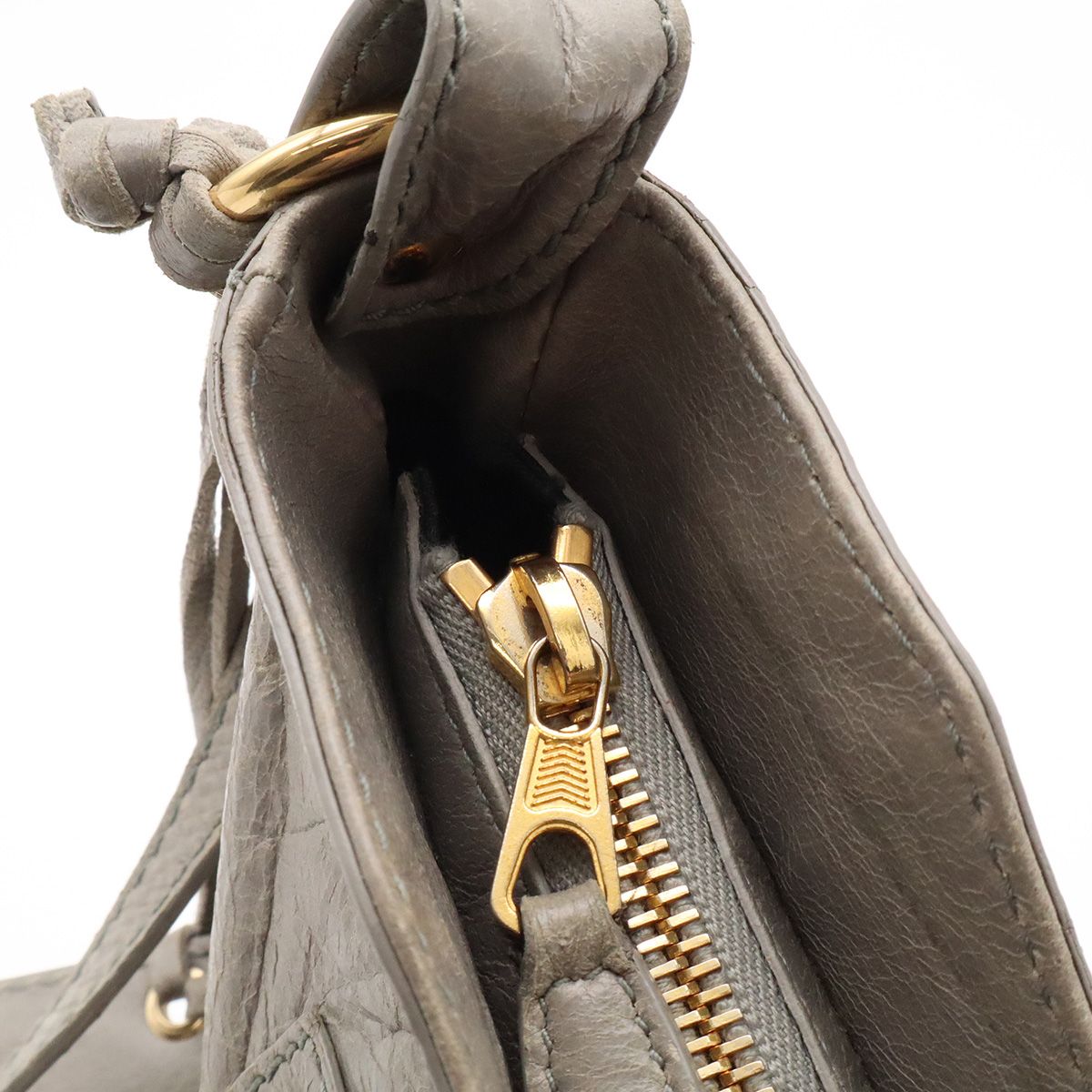 Balenciaga Giant Hip Shoulder Bag Pochette 2-Way Clutch Leather Gray with Mirror — view 4