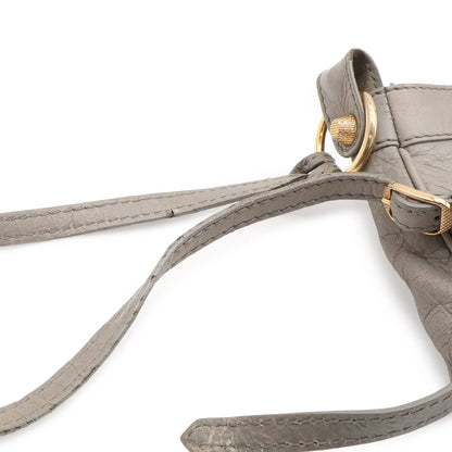 Balenciaga Giant Hip Shoulder Bag Pochette 2-Way Clutch Leather Gray with Mirror — view 5