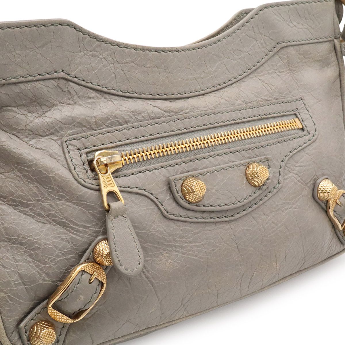 Balenciaga Giant Hip Shoulder Bag Pochette 2-Way Clutch Leather Gray with Mirror — view 7