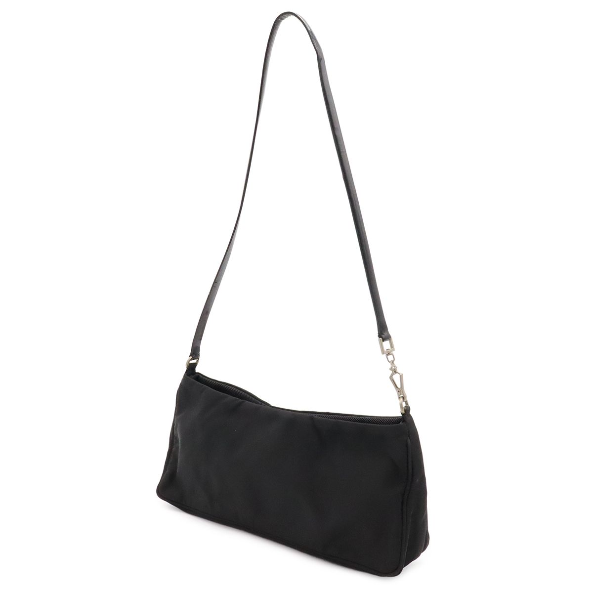 Prada Triangle Logo Shoulder Bag Nylon Leather Nero Black with Mirror Overseas — view 2