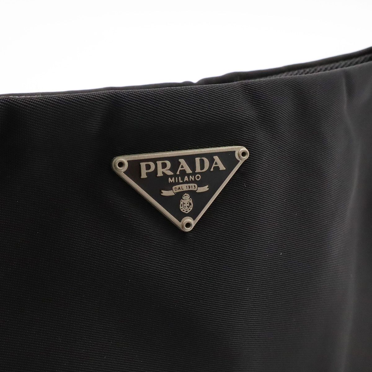 Prada Triangle Logo Shoulder Bag Nylon Leather Nero Black with Mirror Overseas — view 8