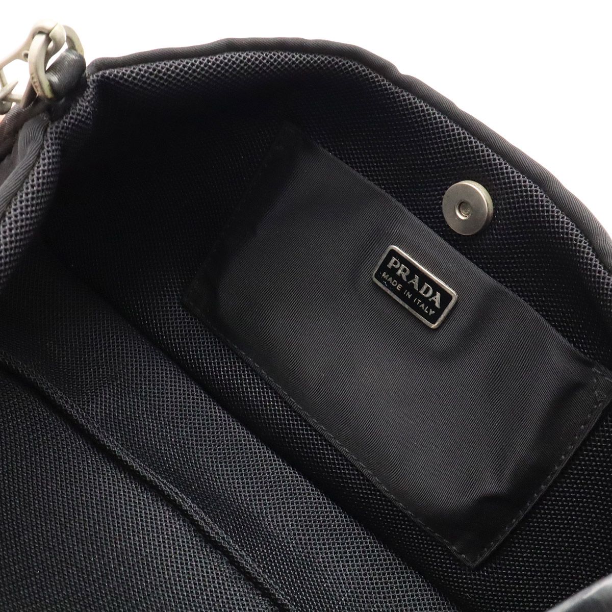 Prada Triangle Logo Shoulder Bag Nylon Leather Nero Black with Mirror Overseas — view 7
