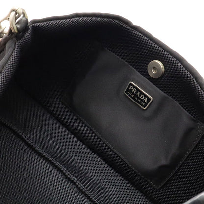 Prada Triangle Logo Shoulder Bag Nylon Leather Nero Black with Mirror Overseas — view 7