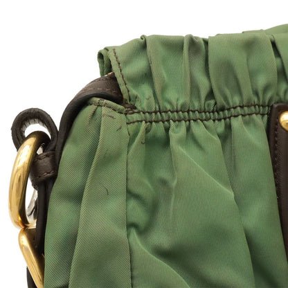 Prada Tessuto Gathered Tote 2-Way Shoulder Bag Nylon Khaki Brown — view 4