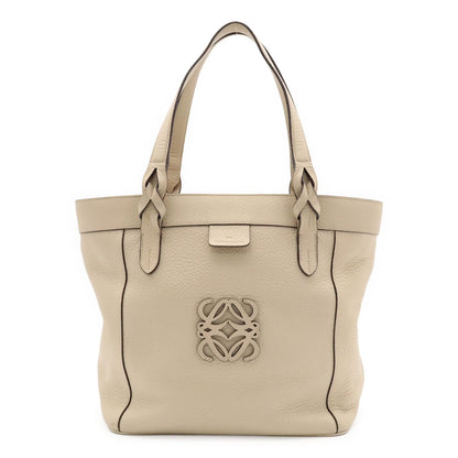 Loewe Anagram Amazona Justa Tote Leather Light Beige Silver
