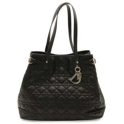 Dior Cannage Panarea Tote Shoulder Bag Black Silver