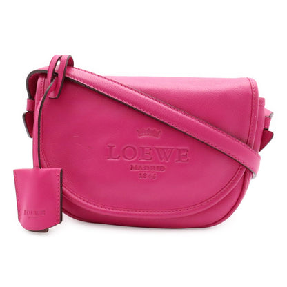 Loewe Heritage Logo Shoulder Bag Pochette Crossbody Leather Pink Gold 377.79.753