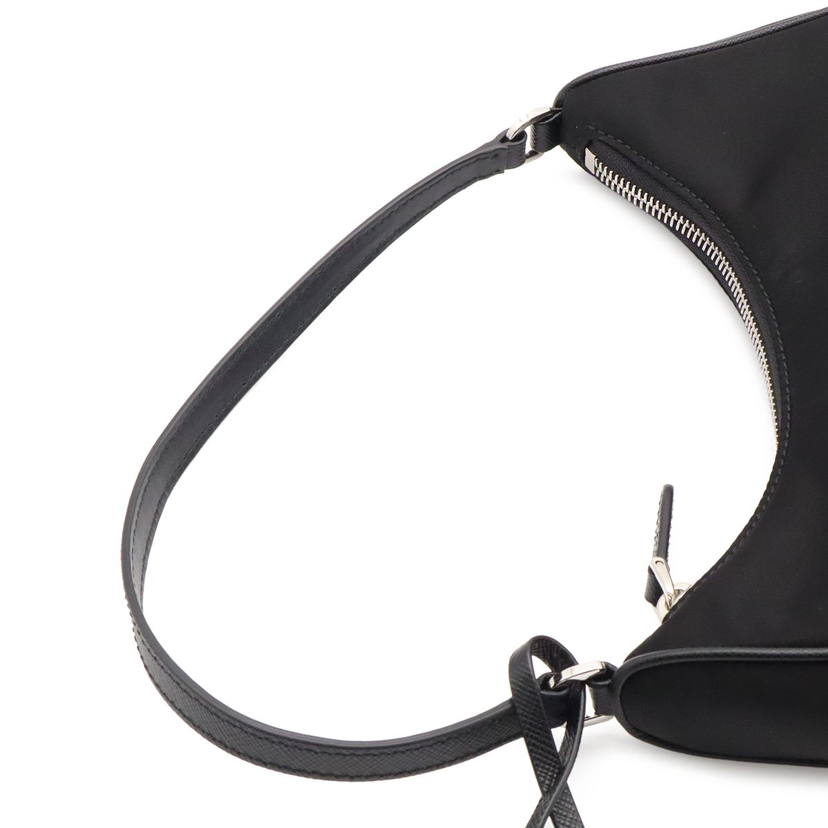 Prada Triangle Logo Re Edition Mini Bag Pouch Nylon Nero Black Silver — view 4