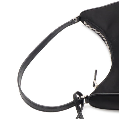 Prada Triangle Logo Re Edition Mini Bag Pouch Nylon Nero Black Silver — view 4
