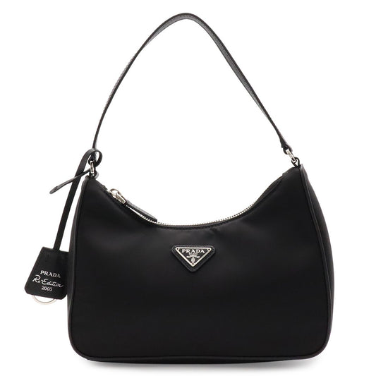 Prada Triangle Logo Re Edition Mini Bag Pouch Nylon Nero Black Silver