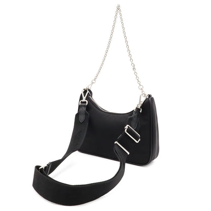 Prada Triangle Logo Re Edition Chain 2-Way Shoulder Bag Nylon Nero Black Pouch — view 2