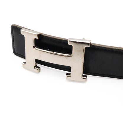 Hermes Belt Buckle Reversible Box Calf Veau Epsom Black Brown Silver 70 — view 3