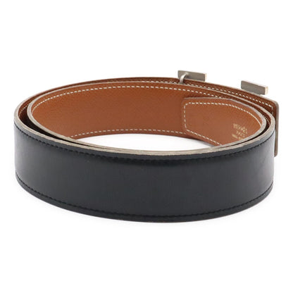 Hermes Belt Buckle Reversible Box Calf Veau Epsom Black Brown Silver 70 — view 2