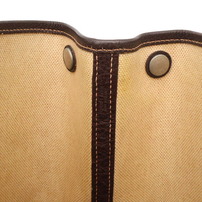 Hermes Garden Party PM Tote Shoulder Bag Toile Ash Leather Natural Ivory Brown — view 6