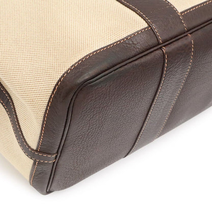 Hermes Garden Party PM Tote Shoulder Bag Toile Ash Leather Natural Ivory Brown — view 3