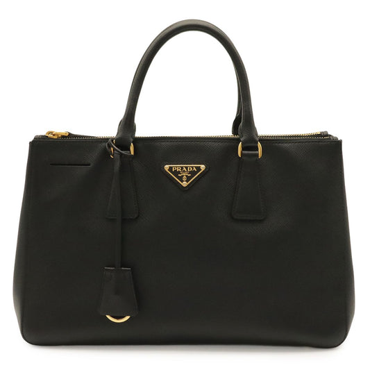 Prada Galleria Triangle Tote Saffiano Leather Nero Black Gold
