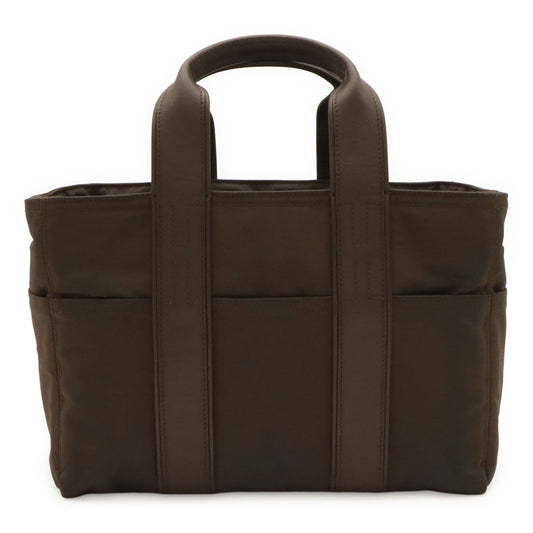 Hermes Acapulco PM Tote Nylon Leather Dark Brown Silver