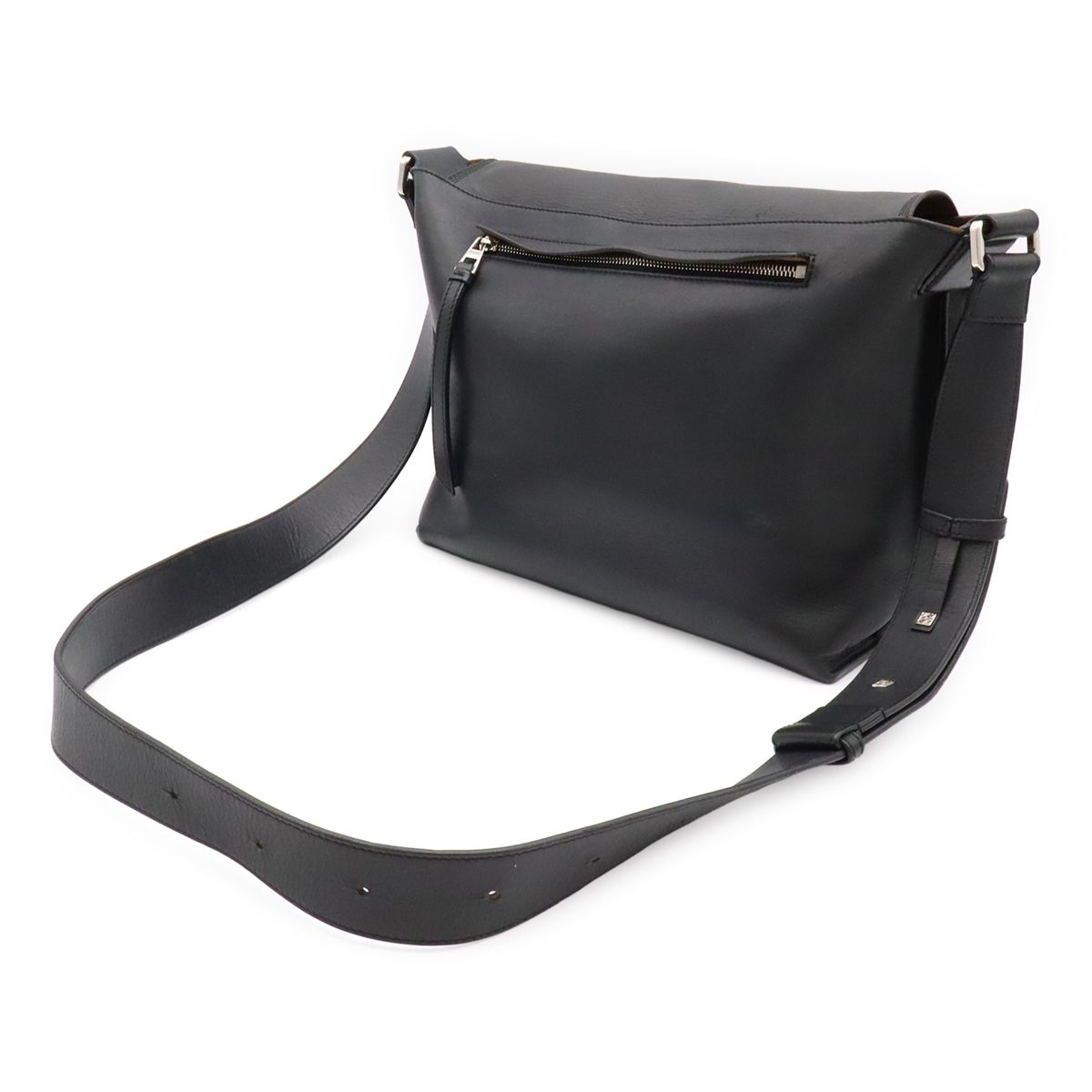 Loewe Anagram Military Messenger Bag Canvas Leather Black Silver — view 2
