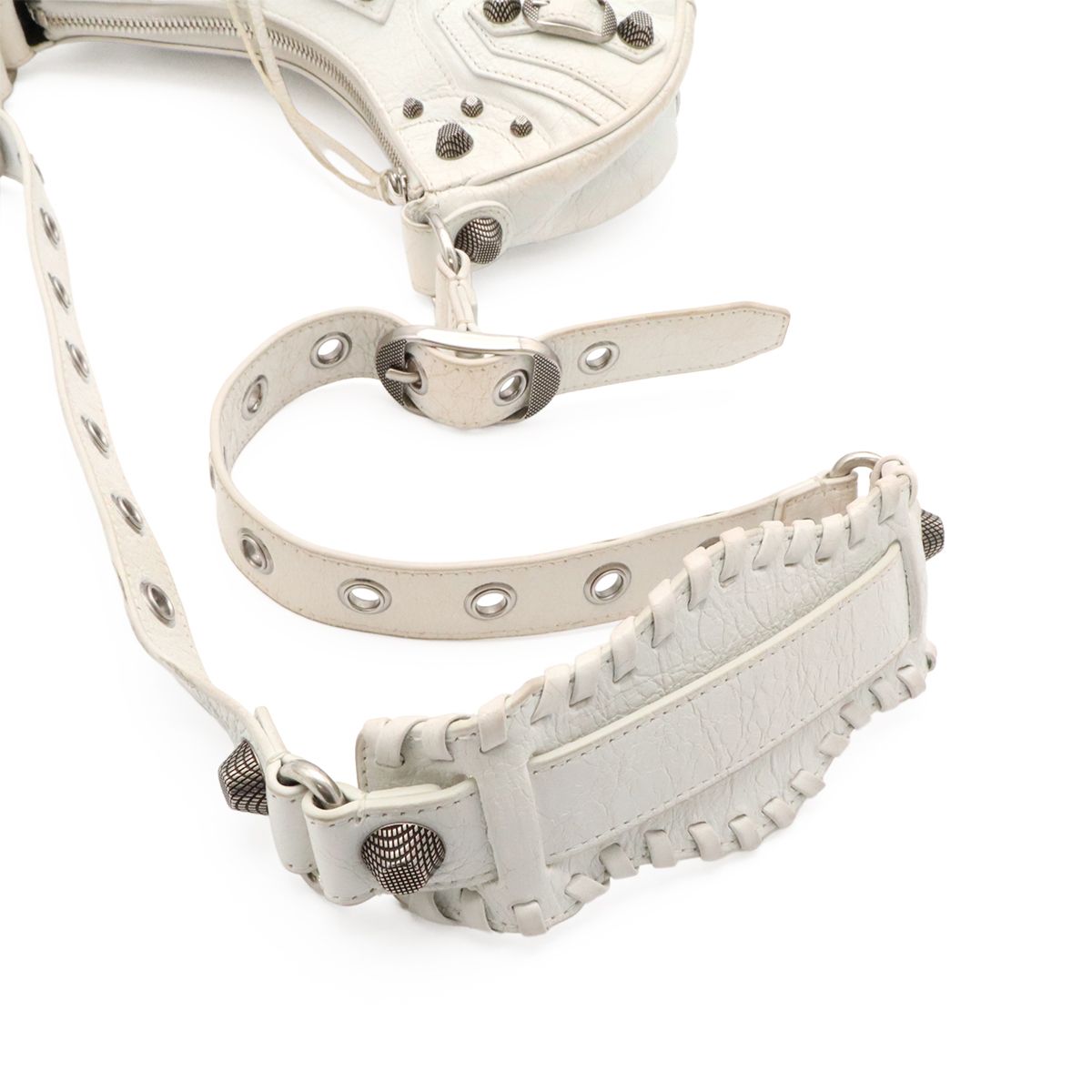 Balenciaga le Cagole XS Shoulder Bag Crossbody Leather White Silver with Mirror — view 4