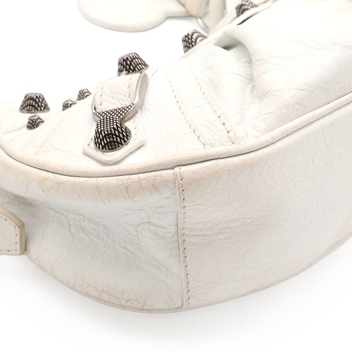 Balenciaga le Cagole XS Shoulder Bag Crossbody Leather White Silver with Mirror — view 3