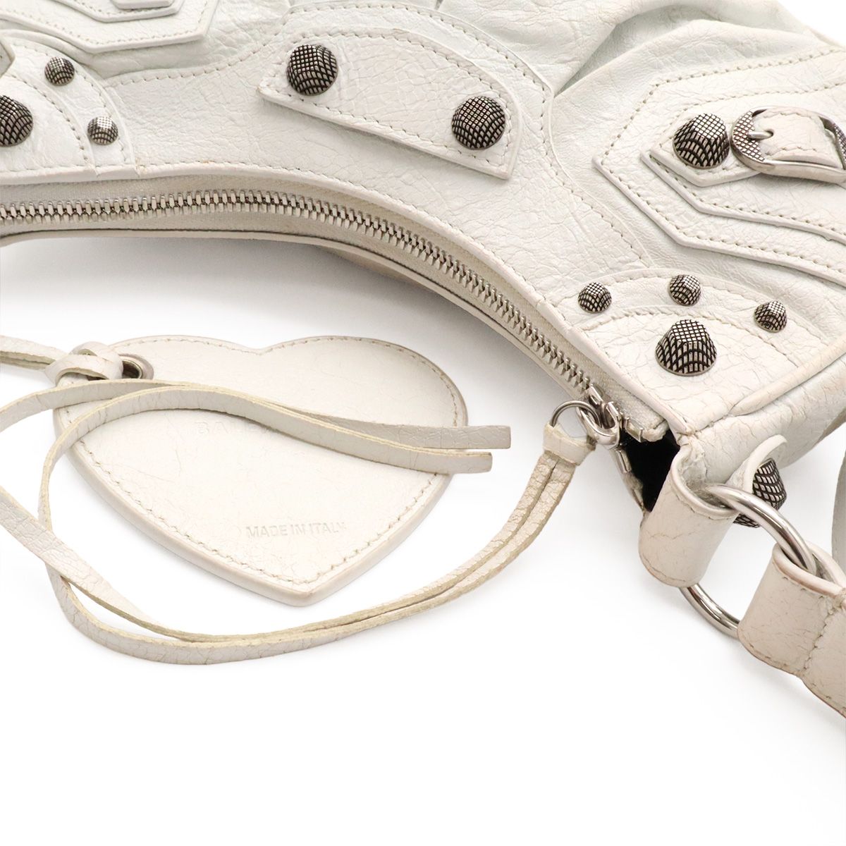 Balenciaga le Cagole XS Shoulder Bag Crossbody Leather White Silver with Mirror — view 6