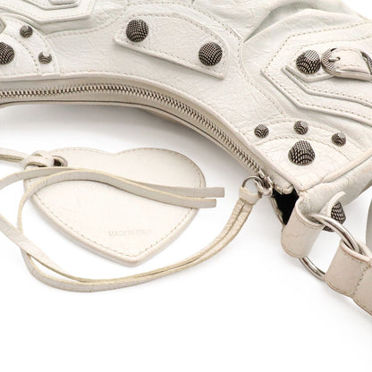 Balenciaga le Cagole XS Shoulder Bag Crossbody Leather White Silver with Mirror — view 6