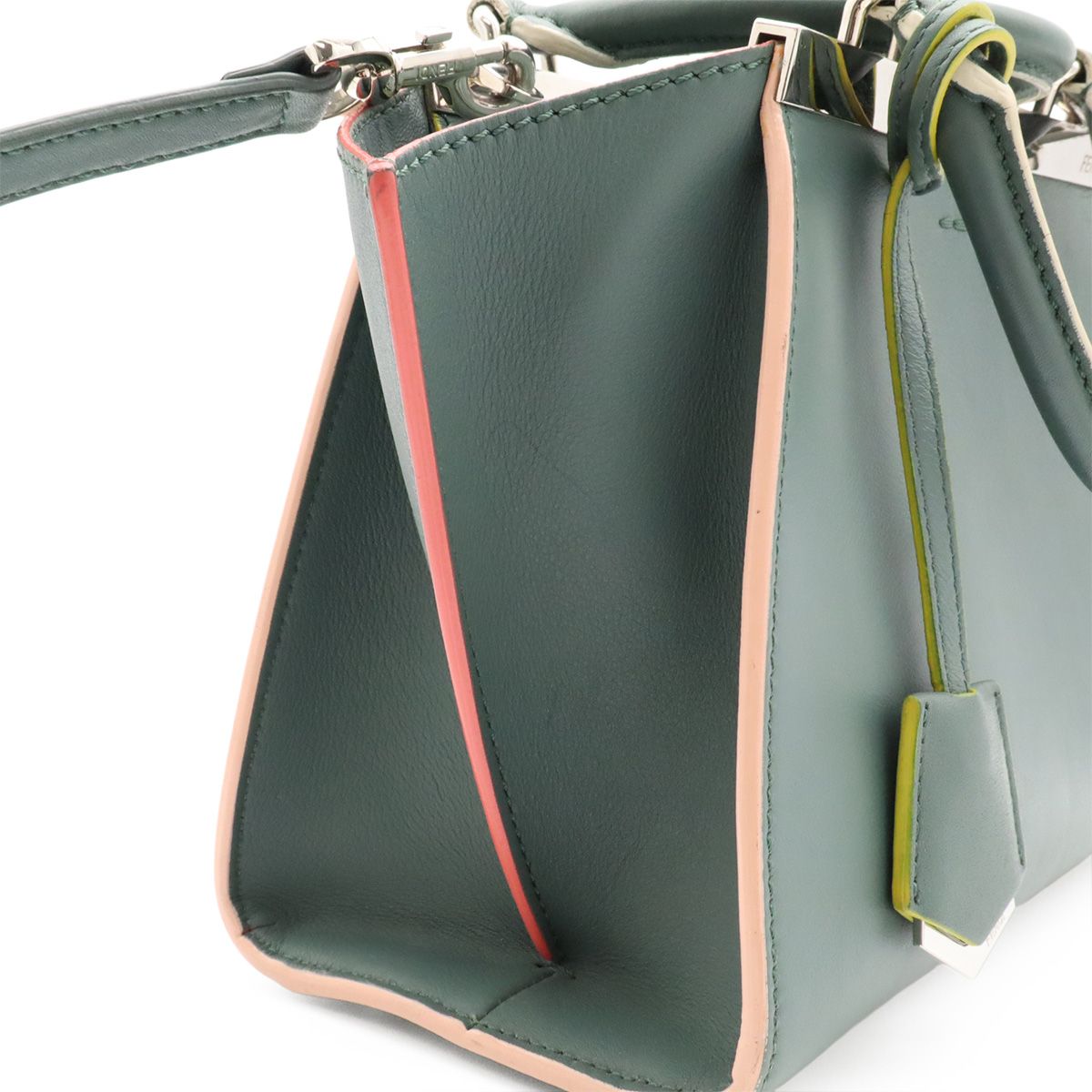Fendi Petit Mini Bag 2-Way Leather Green Gray Multicolor Silver — view 6