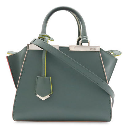 Fendi Petit Mini Bag 2-Way Leather Green Gray Multicolor Silver