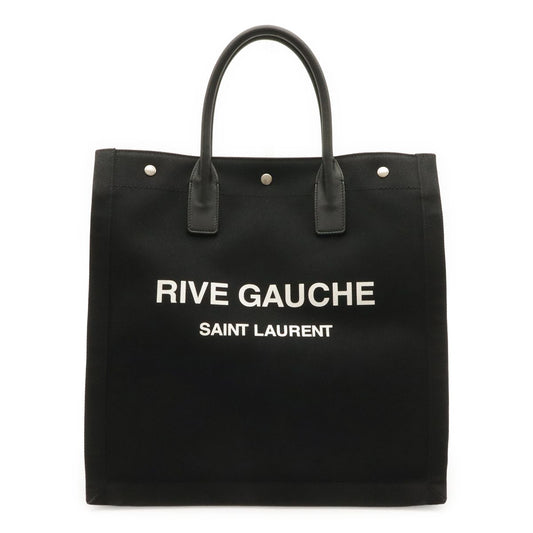 Saint Laurent Paris YSL Yve Gauche Rive Tote Canvas Leather Black