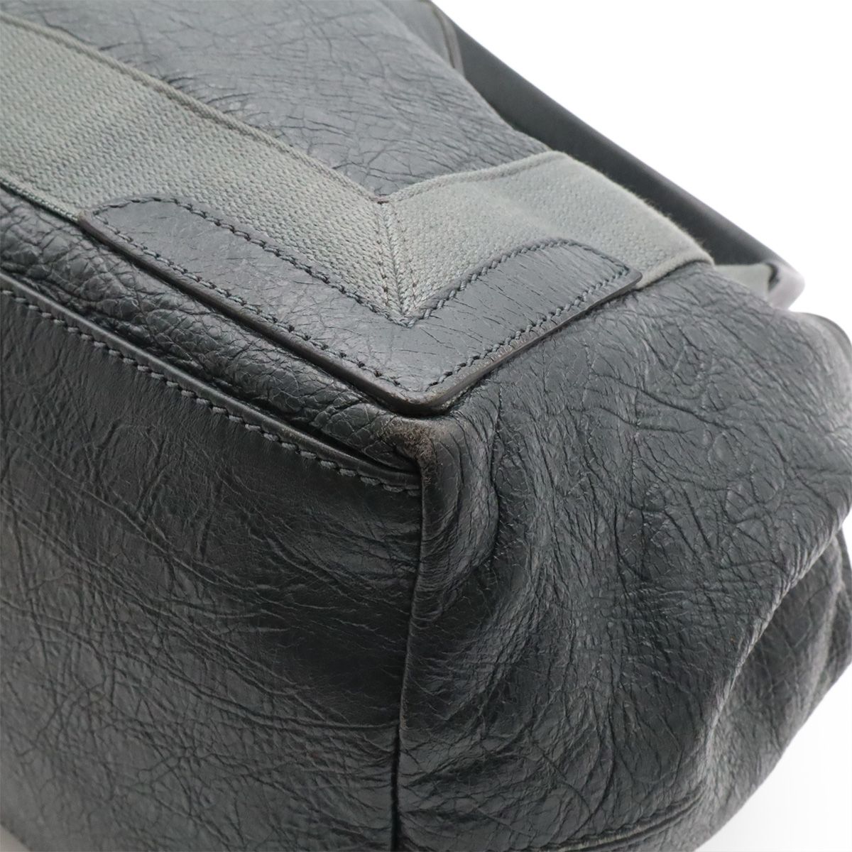 Balenciaga Exclusive Line Navy Cabas S Logo Tote Leather Gray — view 3