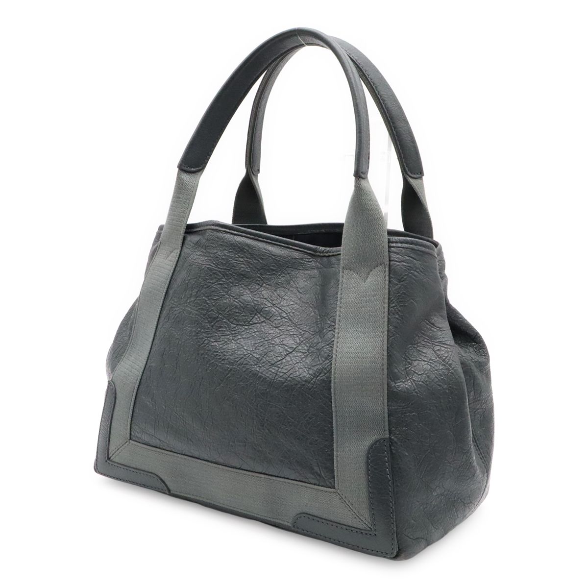 Balenciaga Exclusive Line Navy Cabas S Logo Tote Leather Gray — view 2
