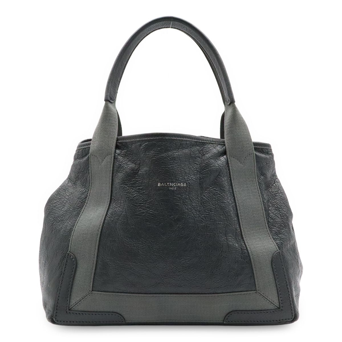 Balenciaga Exclusive Line Navy Cabas S Logo Tote Leather Gray