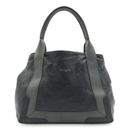 Balenciaga Exclusive Line Navy Cabas S Logo Tote Leather Gray
