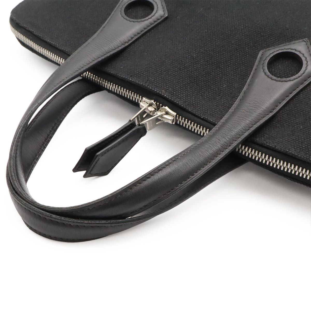 Hermes Sac Ibou MM Tote Canvas Leather Black Silver — view 4