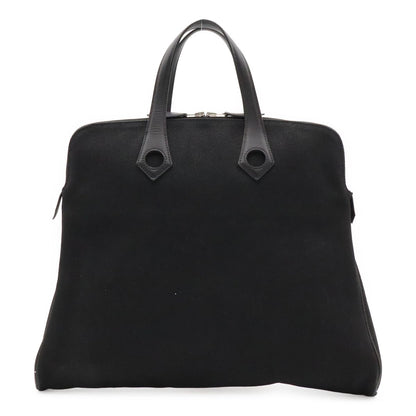 Hermes Sac Ibou MM Tote Canvas Leather Black Silver