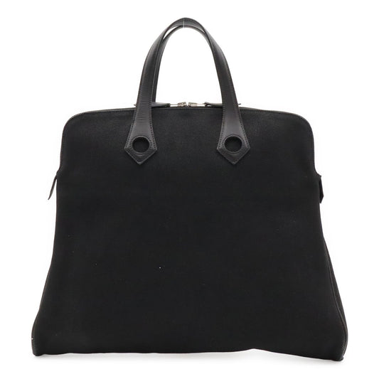 Hermes Sac Ibou MM Tote Canvas Leather Black Silver