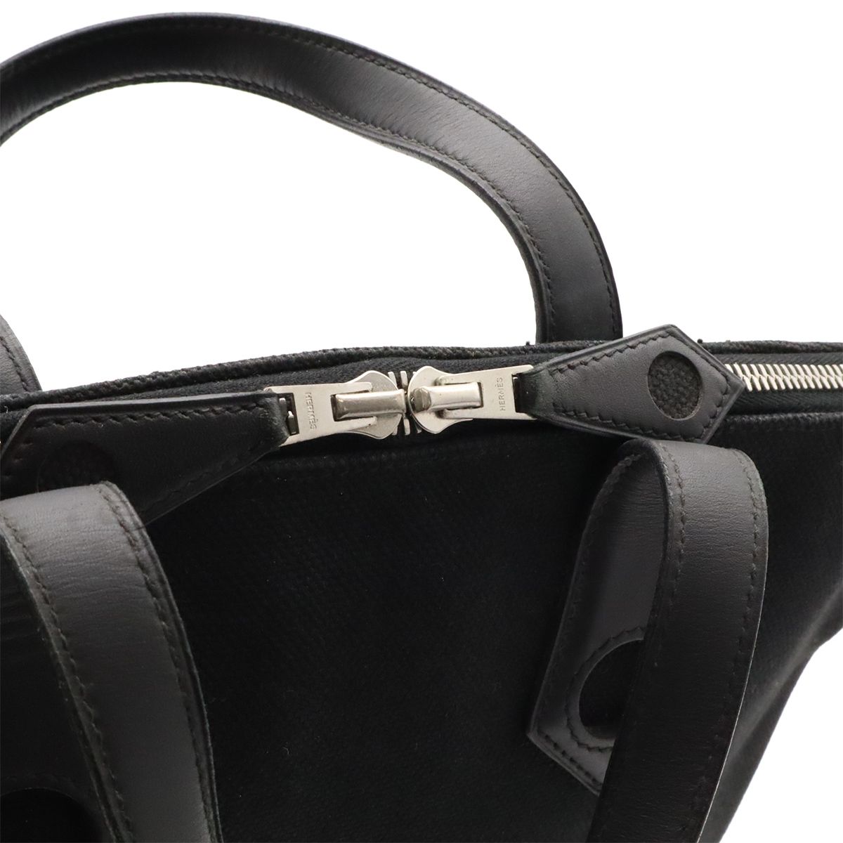 Hermes Sac Ibou MM Tote Canvas Leather Black Silver — view 5