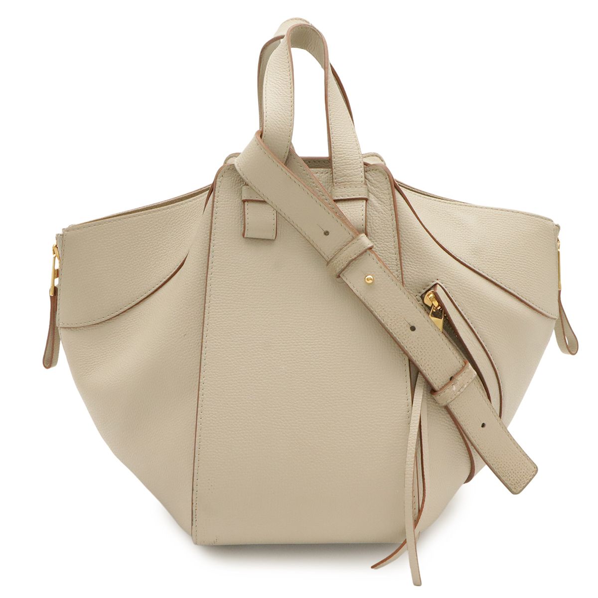 Loewe Hammock Small 2-Way Shoulder Bag Crossbody Leather Sand Beige Gold