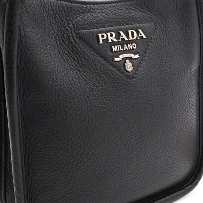 Prada Vitello Daino Soft Leather Mini Shoulder Bag Striped Crossbody Nero Black — view 6