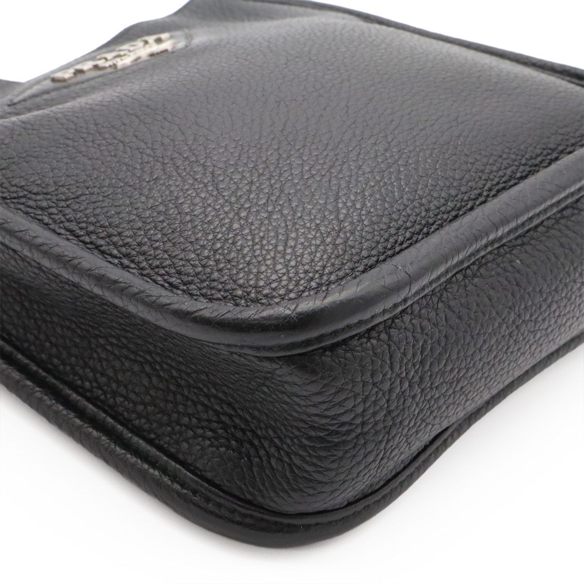Prada Vitello Daino Soft Leather Mini Shoulder Bag Striped Crossbody Nero Black — view 3