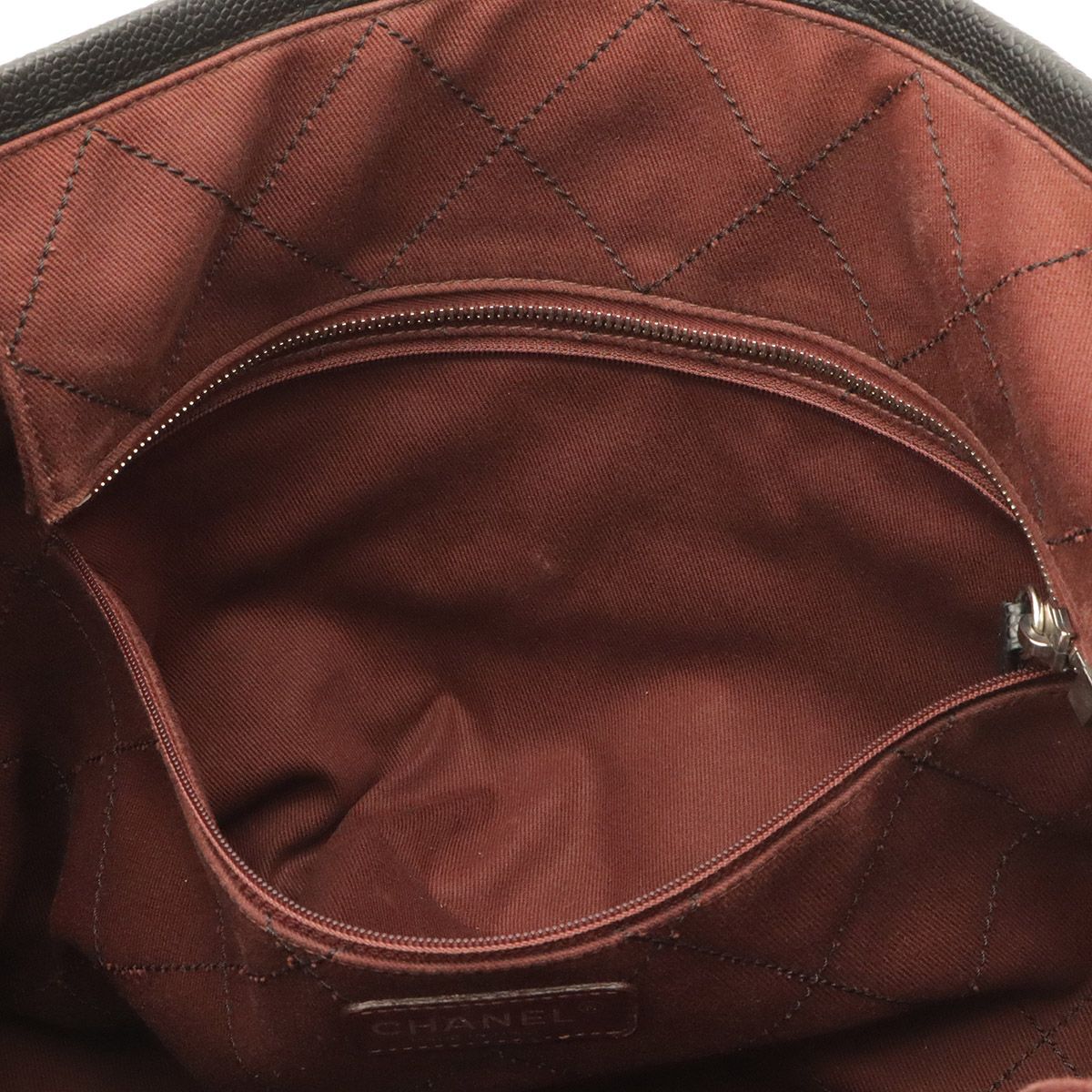 Chanel Quilted CC Logo Chain Tote Shoulder Bag Caviar Leather Black Silver — view 8