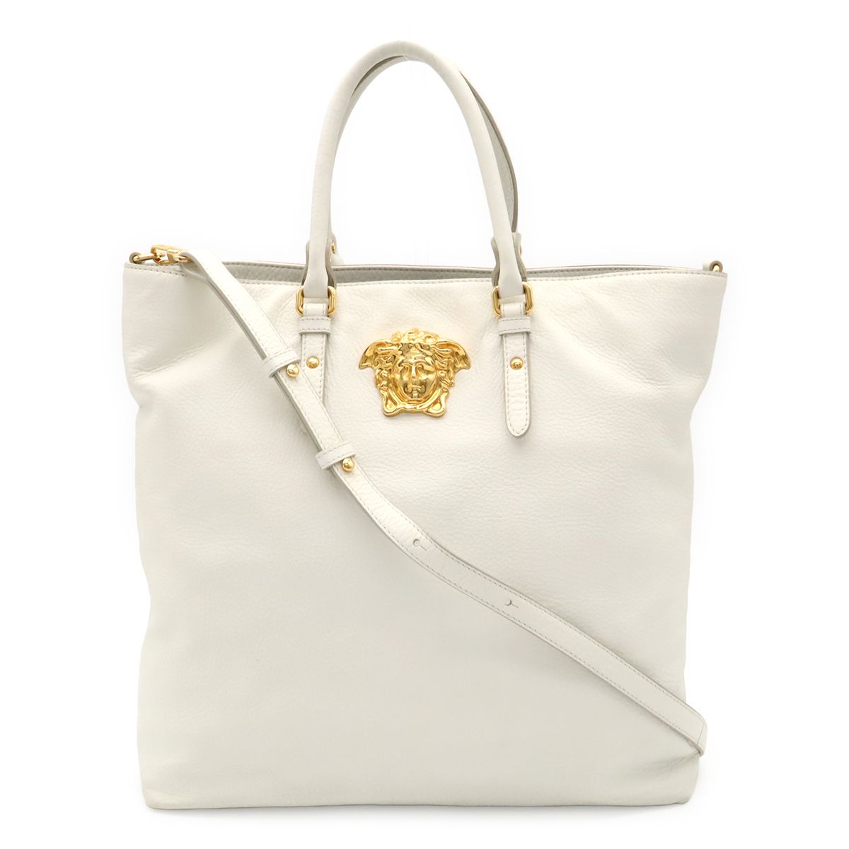 Versace Medusa Tote 2-Way Shoulder Bag White Gold