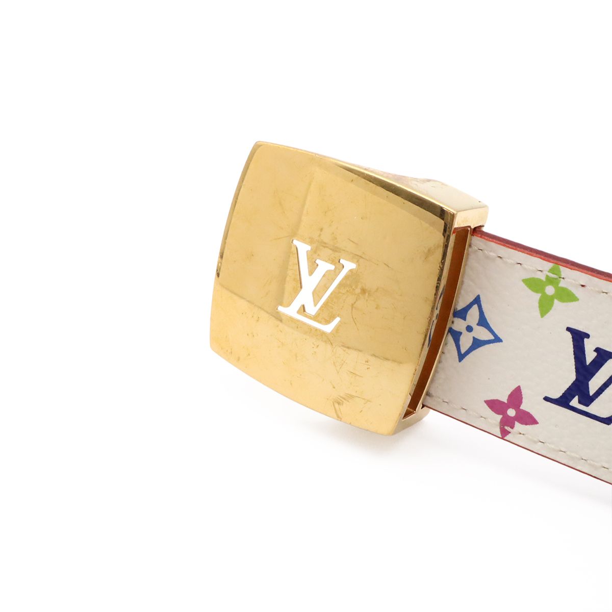 Louis Vuitton Monogram Multicolor Ceinture Carre Belt Leather Blanc White 85 — view 3