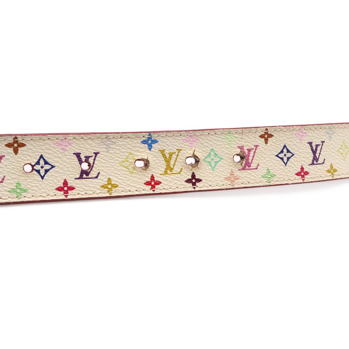 Louis Vuitton Monogram Multicolor Ceinture Carre Belt Leather Blanc White 80 — view 5