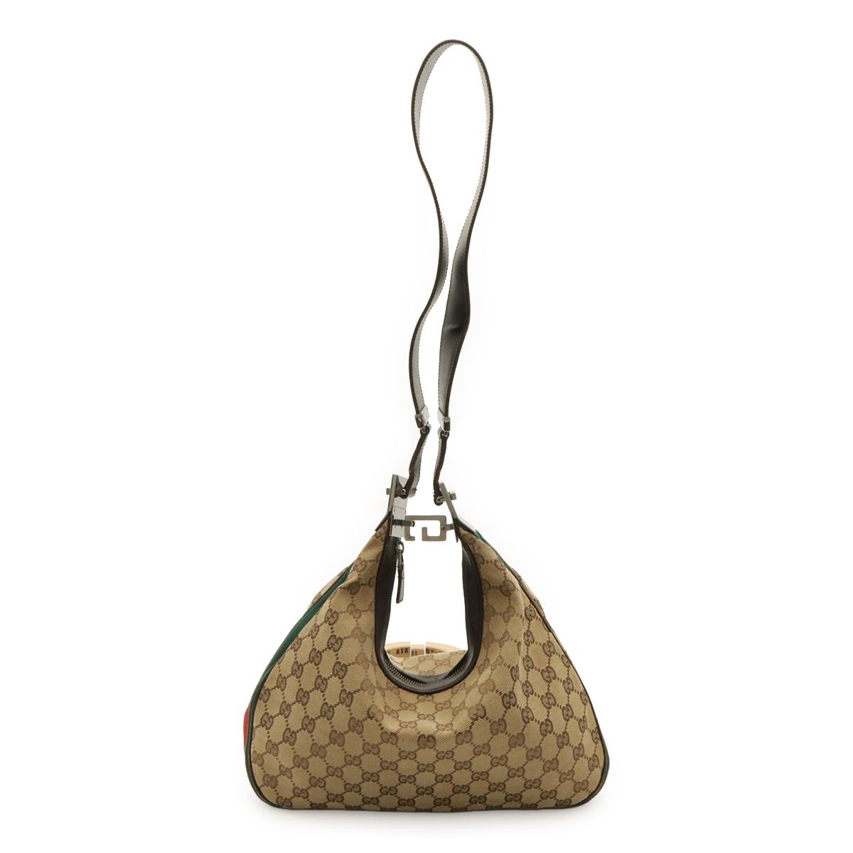 Gucci GG Canvas Sherry Line Shoulder Bag Crossbody Leather Khaki Beige Brown