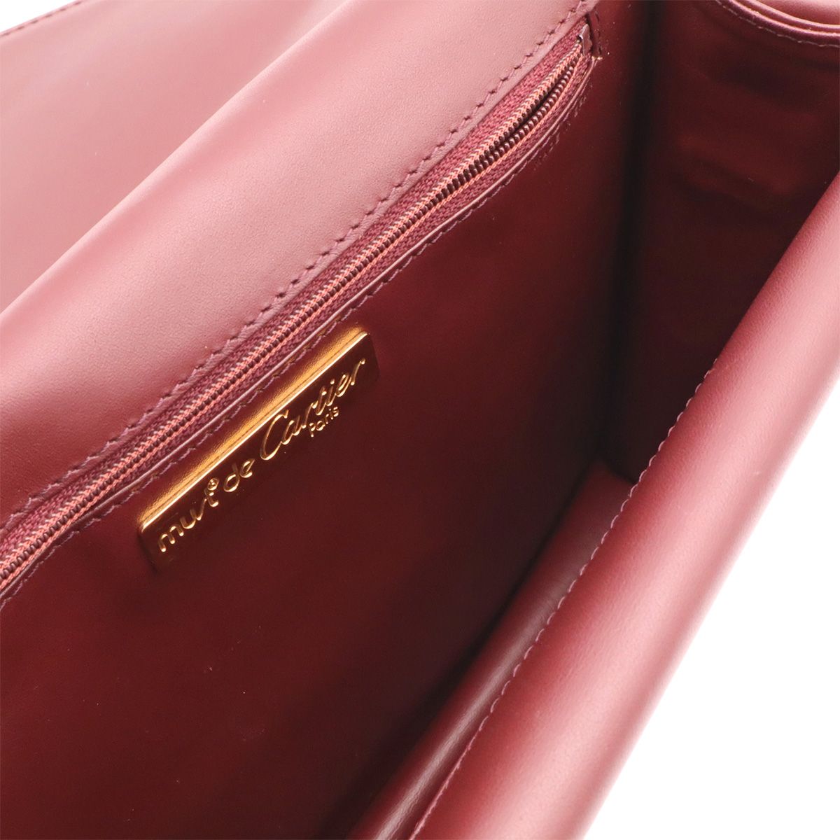 Cartier Must Line Shoulder Bag Crossbody Leather Bordeaux Red Gold — view 7