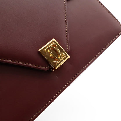 Cartier Must Line Shoulder Bag Crossbody Leather Bordeaux Red Gold — view 5