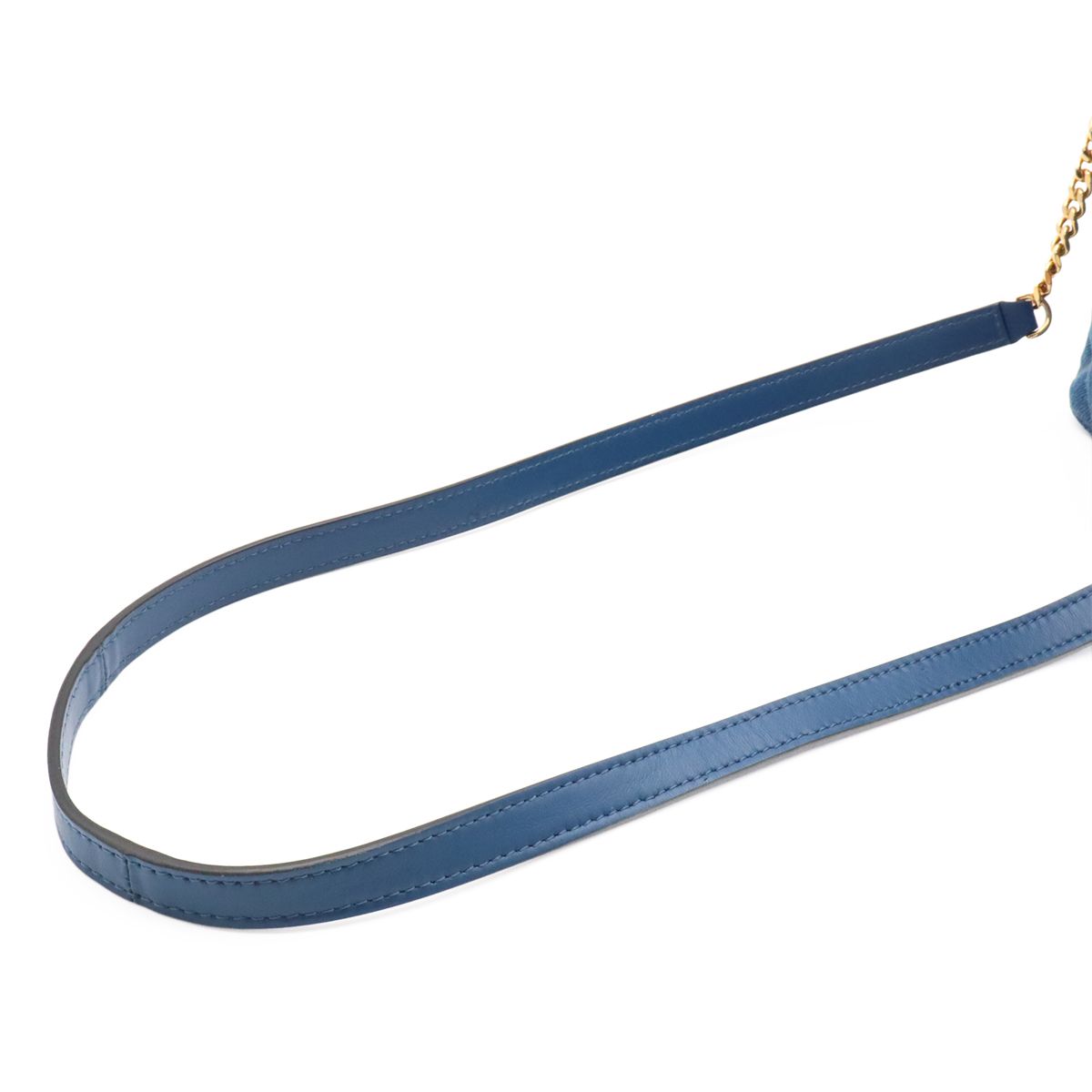 Versace Medusa Denim Drawstring Shoulder Bag 2-Way Blue Gold — view 4