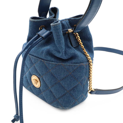 Versace Medusa Denim Drawstring Shoulder Bag 2-Way Blue Gold — view 7