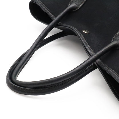 Hermes Garden Party PM Tote Shoulder Bag Toile Officier Leather Black — view 4